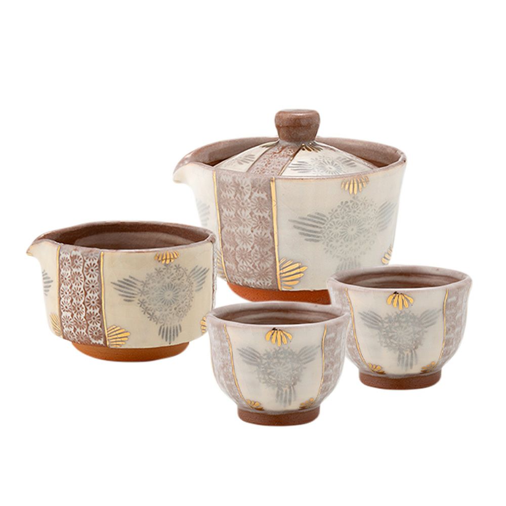 京焼・清水焼 煎茶用 茶器揃 4点セット 志野花三島 | ブランド洋食器