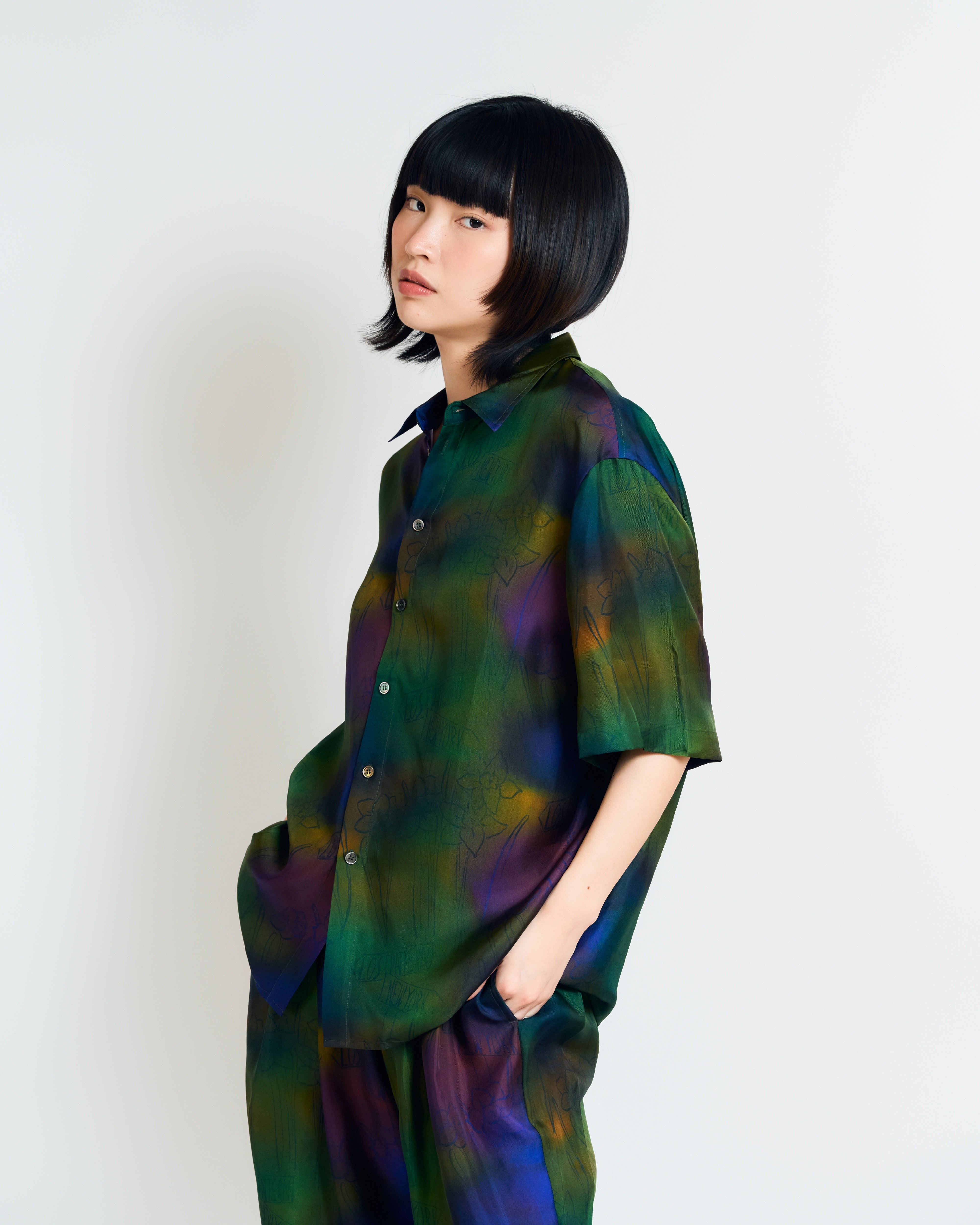 Oversized Silk Hawaii Shirt | Women & Men | Silk Pajama Shirt