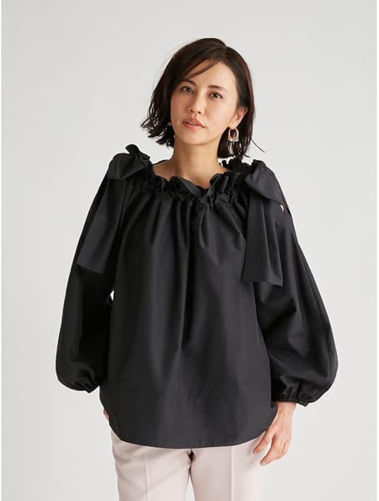 Amazon | [セルフォード] ショルダーリボンギャザーブラウス