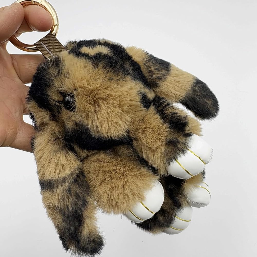 Unpafcxddyig Bunny Keychain Large Cute Rex Rabbit Faux Fur Key