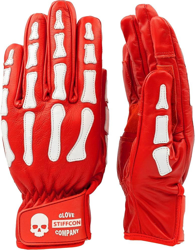 Amazon.co.jp: HELL PATROL RED_スティフコン本革バイクグローブ ヘル