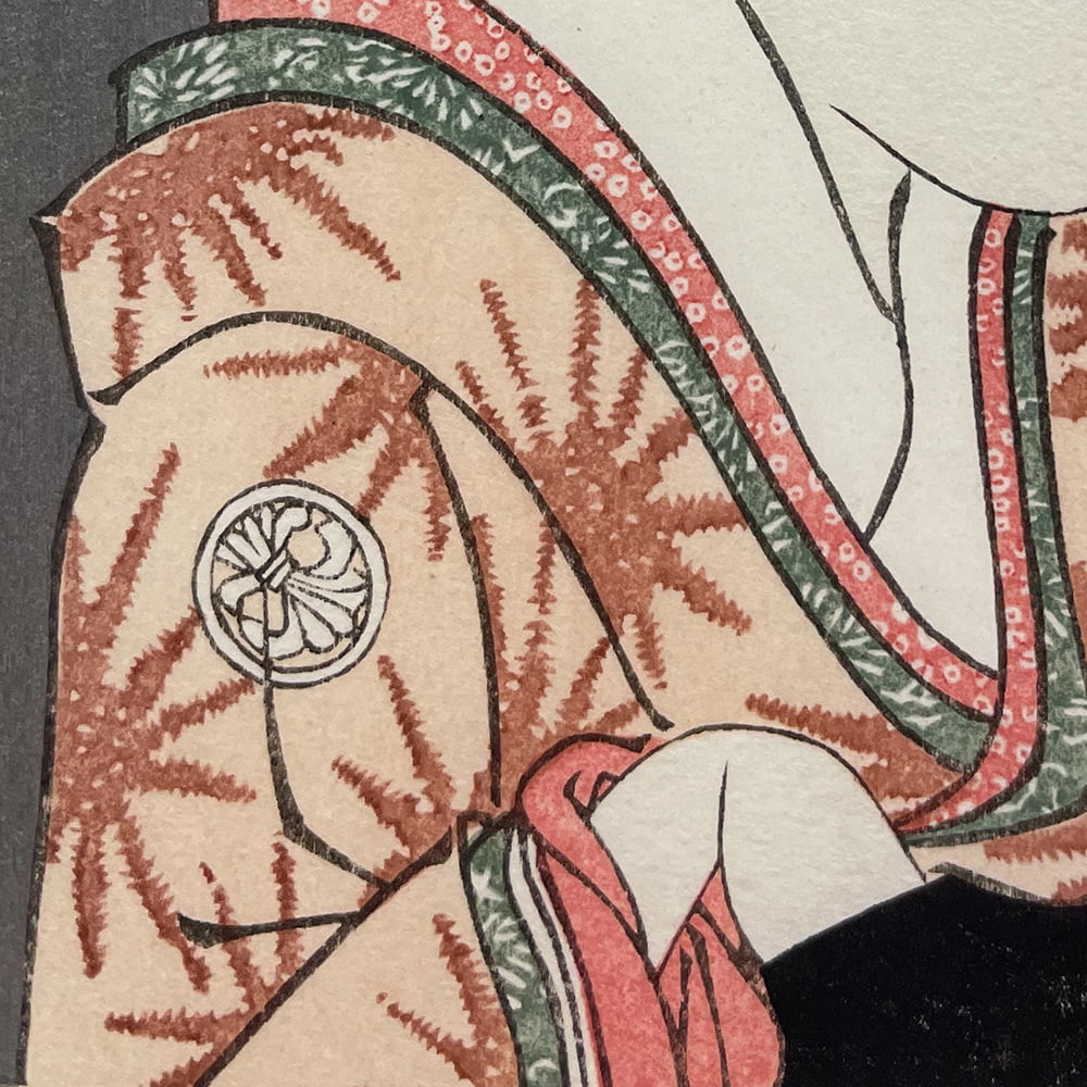 東洲斎写楽「三代目瀬川菊之丞の田辺文蔵の妻おしづ」小型・ミニ浮世絵