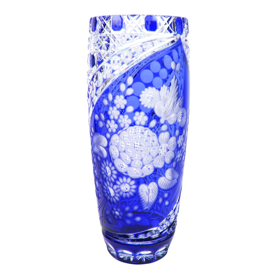 マイセンクリスタル ミスティックフラワー 色被せ花瓶 (ブルー) F504