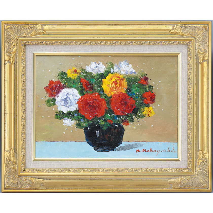 肉筆油彩画 「バラ」 F4号 小林幸三 壁掛け インテリア : アートの友社