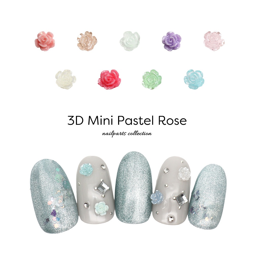 ネコポス送料無料】ネイルパーツ 3Dミニパステルローズパーツ 全3種
