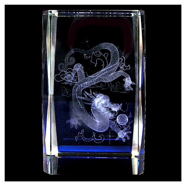 レーザー彫りクリスタル置物 角型 大（玉龍558B）｜チャイナ,グッズ