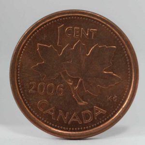 カナダ 2006年 1セント硬貨 ペニー メープルリーフ エリザベス女王2世