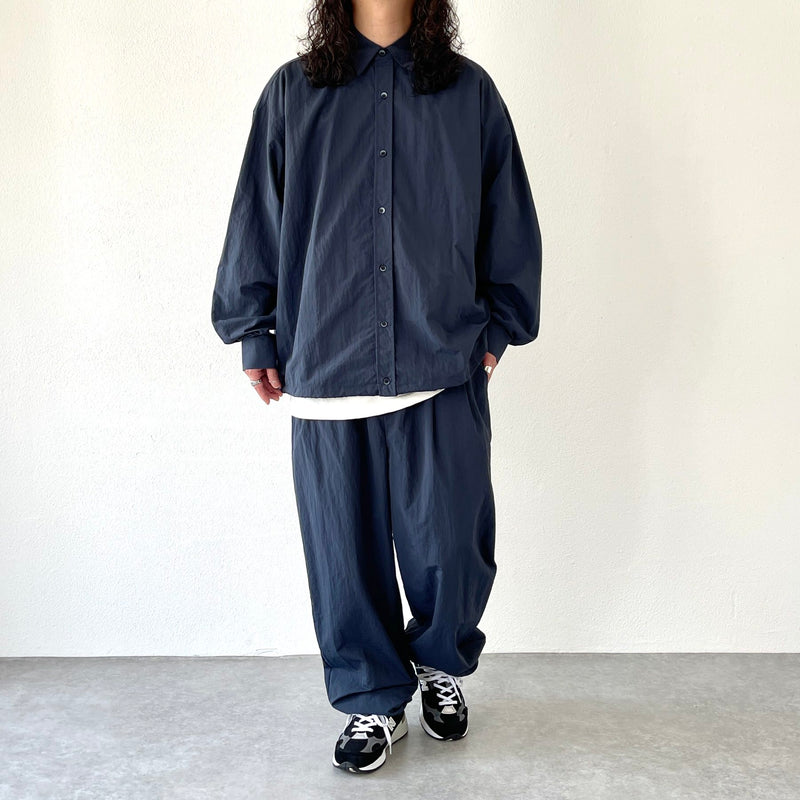 loose silhouette nylon shirt set up / navy（ルーズシルエット