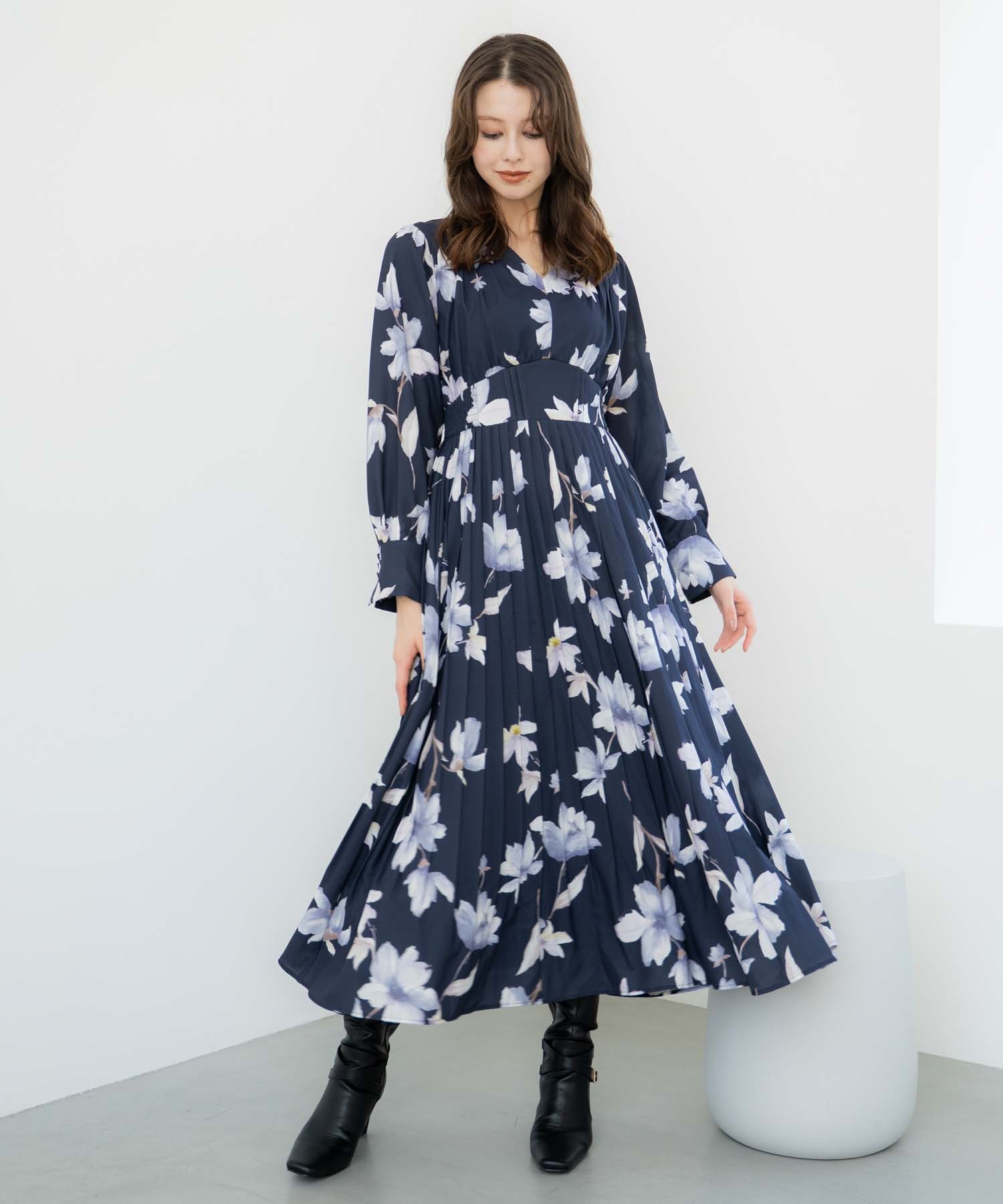 ビッグフラワープリーツワンピース | ロングワンピース | NOELA