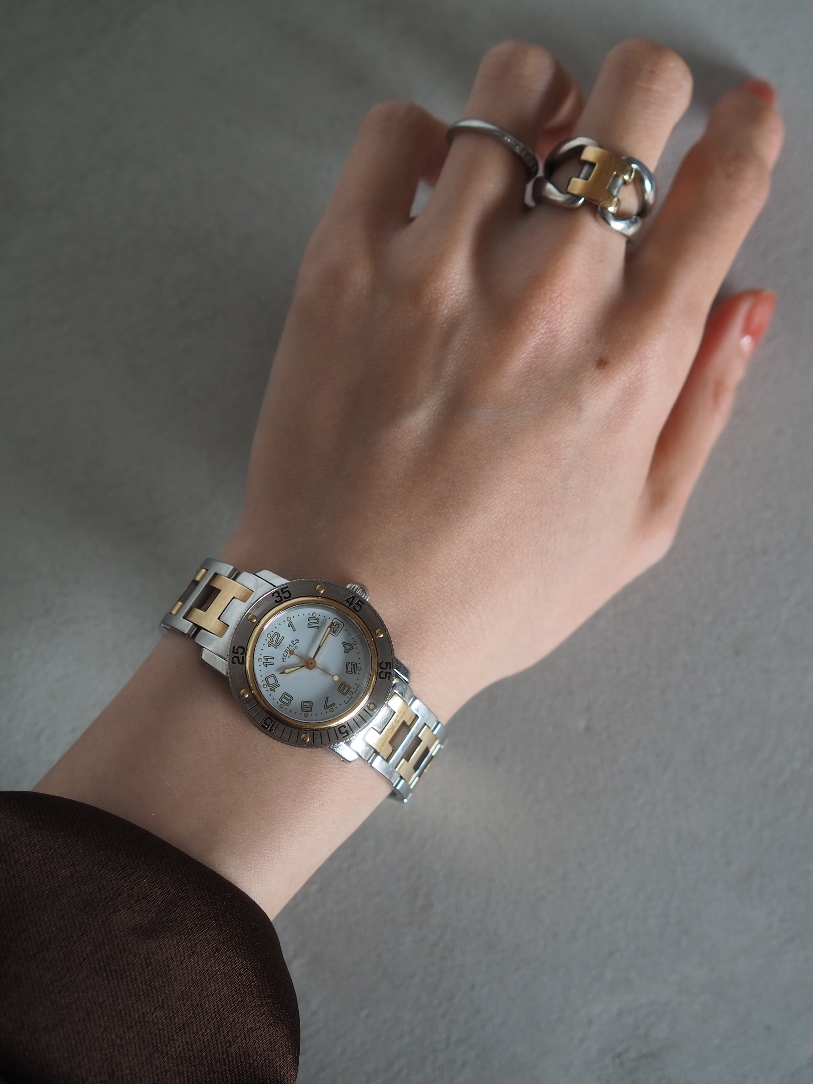 HERMES エルメス クリッパー ダイバー ウォッチ 腕時計 コンビ