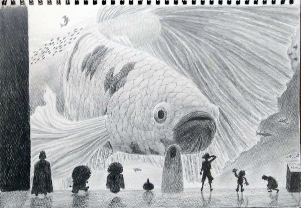 ベタ(mega size)と水族館に現れた珍客たち 制作時間12時間19分