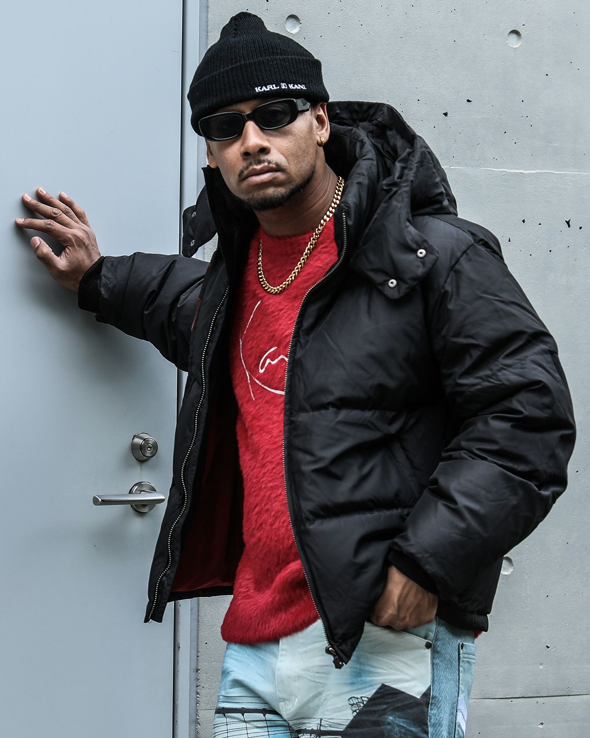 Karl Kani] ブラックレッド ダウンジャケット | PEET ONLINE STORE