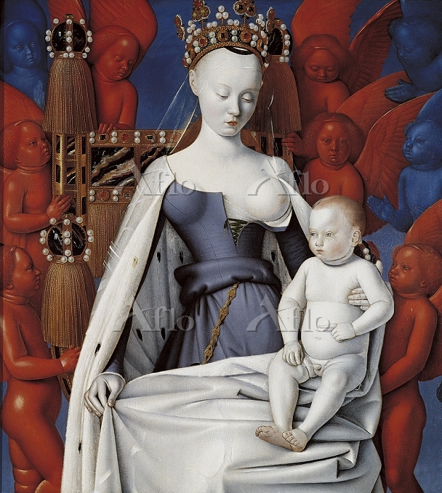 ジャン・フーケ「聖母子と天使たち（ムランの二連祭壇画の右パ