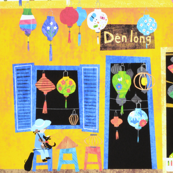 はりたつお「ホイアンのランタン屋（ベトナム）」440×365mm｜油絵