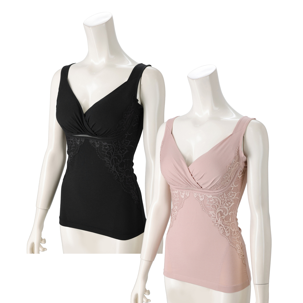 BRNYピース 綿混レースブラキャミ カラー選べる2点セット ブラデリス