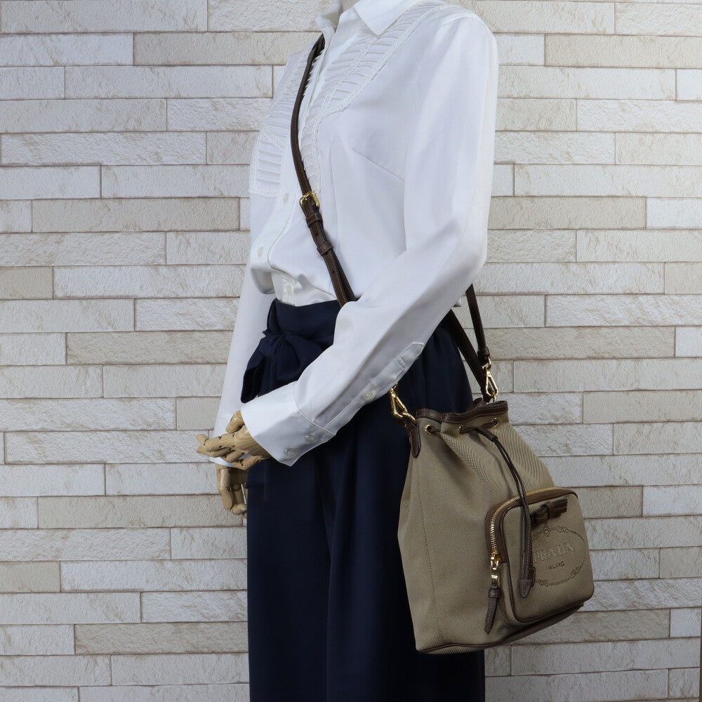 Used] Prada Shoulder Bag Handbag 2way Logo Jacquard 2way Bag