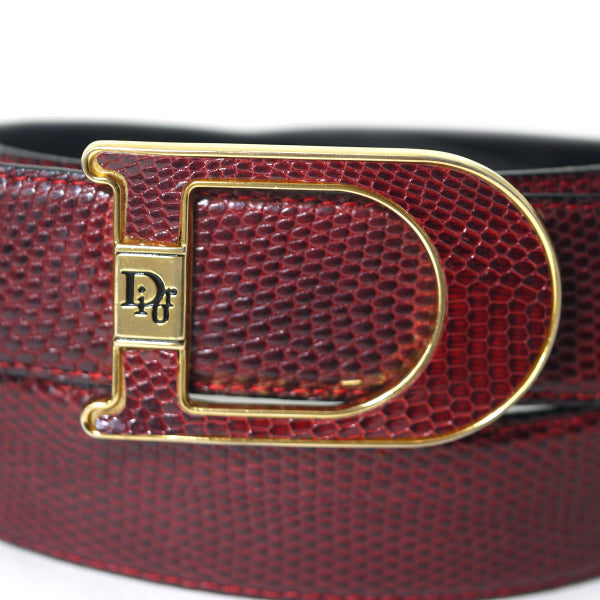 OLD Dior Dバックル リザードレザーベルト（ボルドー） – Vintage Shop