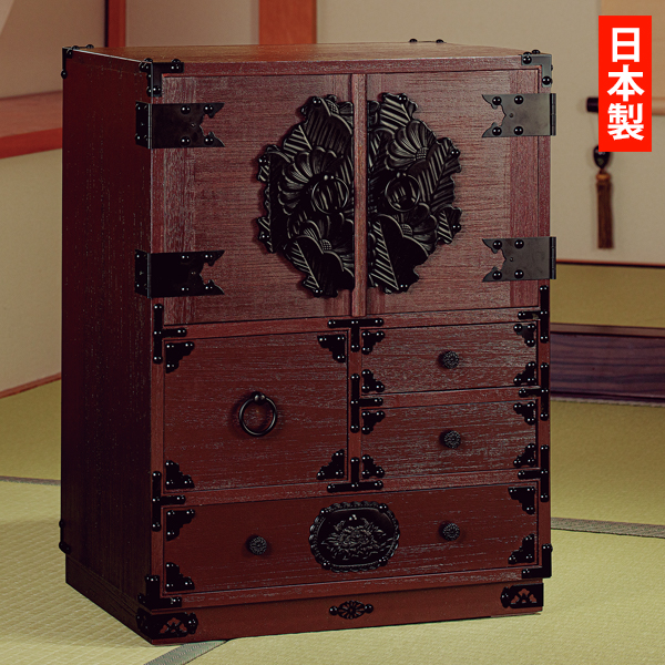 駿河鎌倉〈菊華〉 浮造り仕上本桐製からくり六隠し時代箪笥 | がくぶん