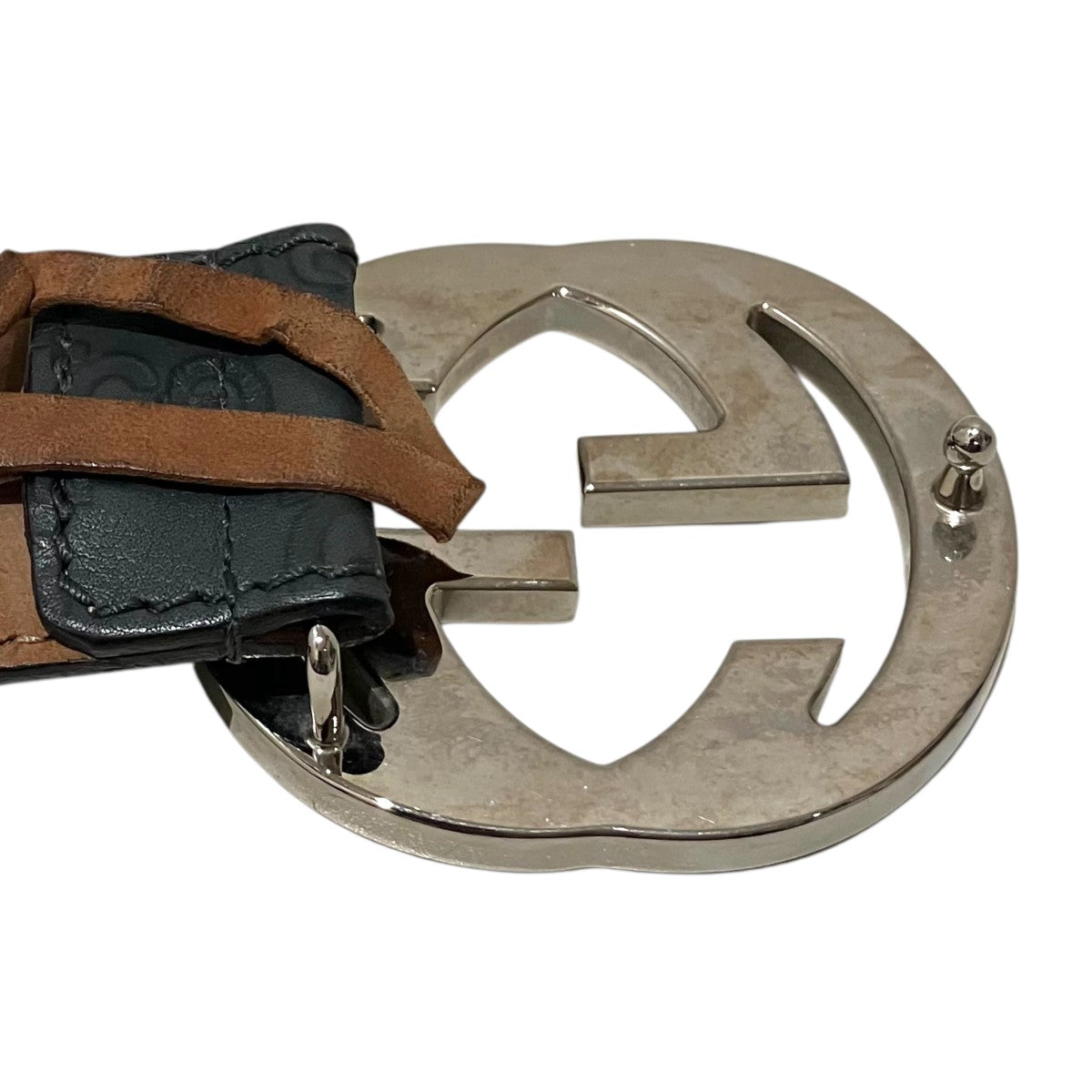 GUCCI(グッチ) GGレザーベルト114984 114984 グレー サイズ 95/38