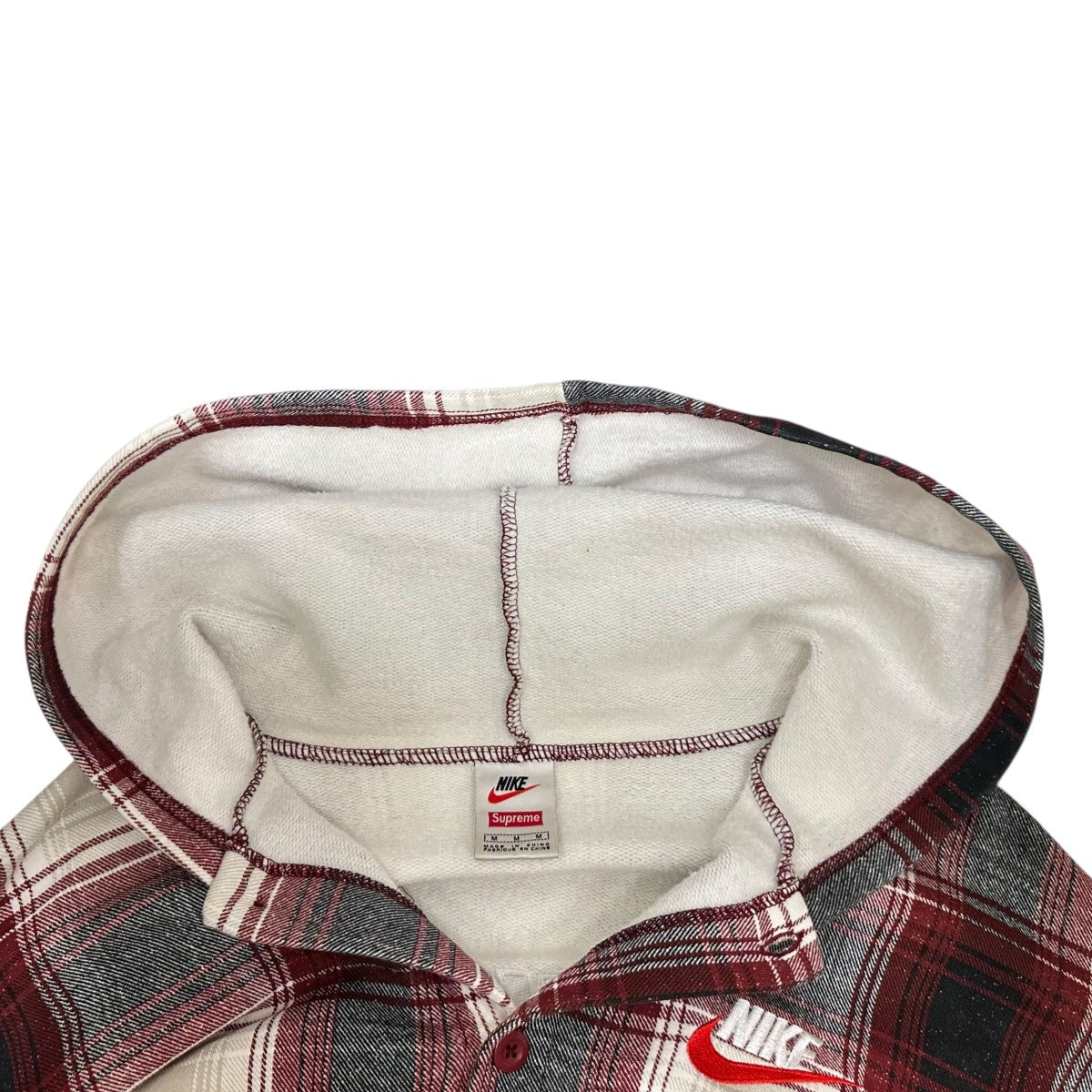 Supreme×NIKE チェックフード付きシャツ レッド サイズ M｜【公式