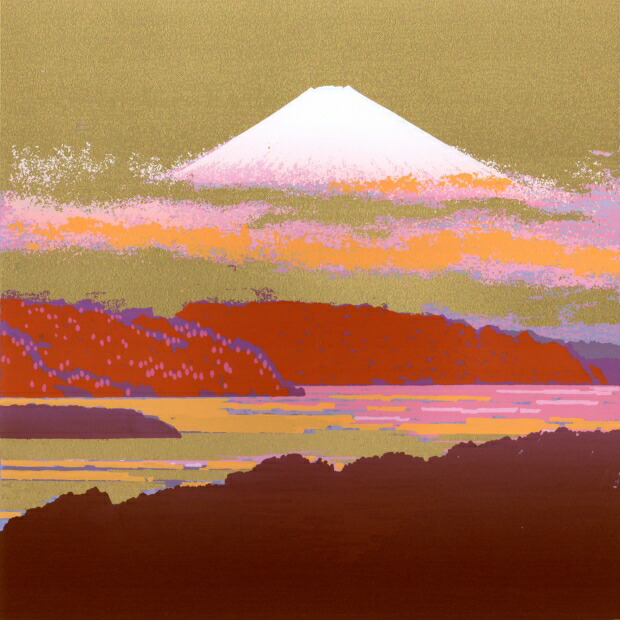 楽天市場】志摩欣哉 遠望朱不二と六地蔵 赤富士 絵画 富士山