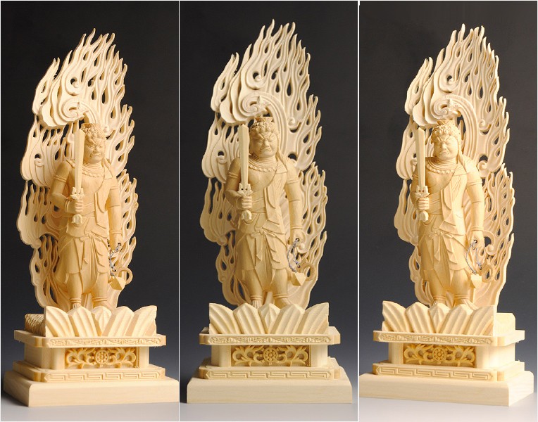 仏像】不動明王立像3.5寸、高級檜上彫 : 仏壇・位牌・仏像専門店