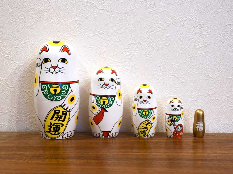 マトリョーシカ ラッキーキャット 招き猫 ネコ 猫 オブジェ 置物