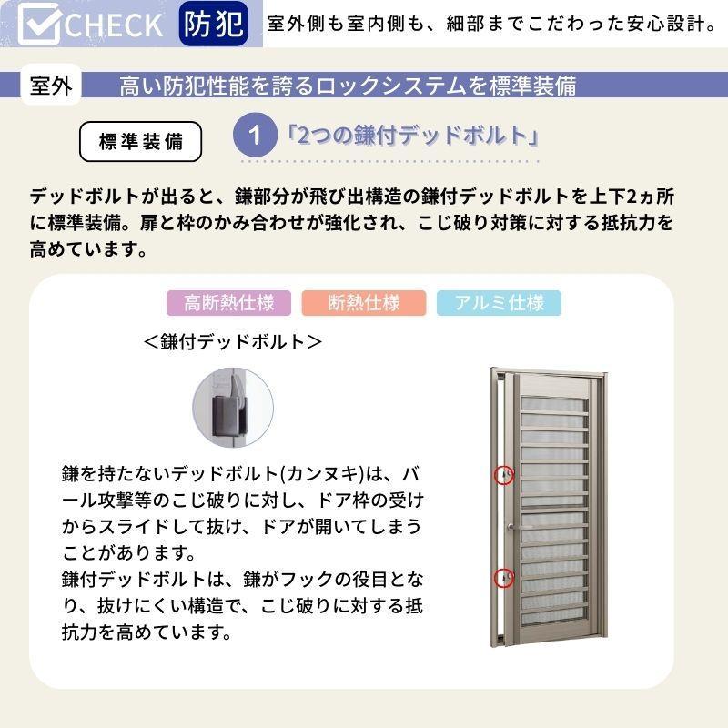 リシェント 勝手口ドア 裏口 リフォーム用 ランマなし アルミSG仕様