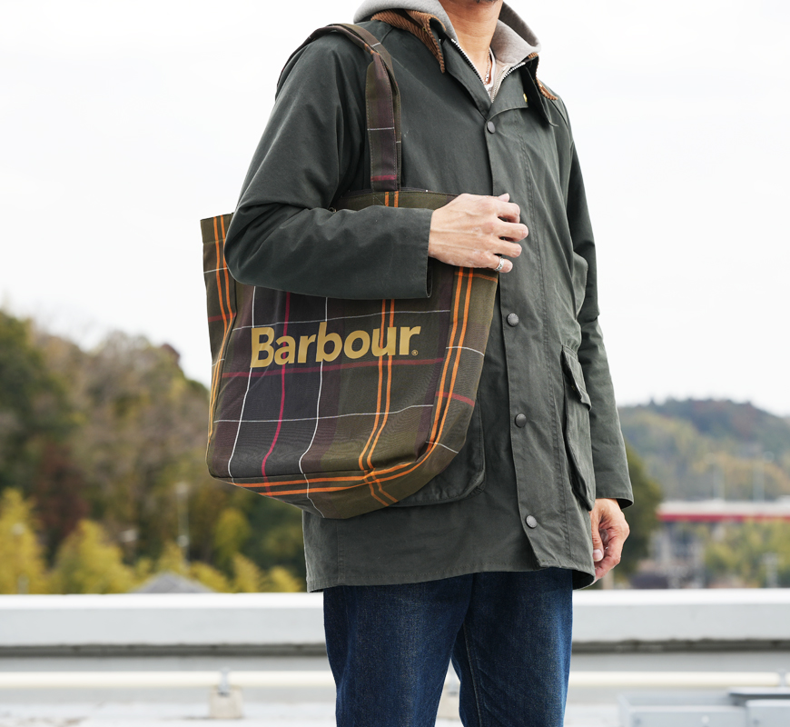 Barbour（バブアー） Telfield タータンチェック ロゴ トートバッグ