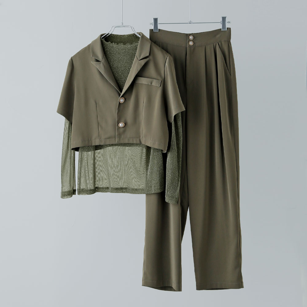 etoll.（エトル） 3piecesジャケット＆パンツセットアップドレス