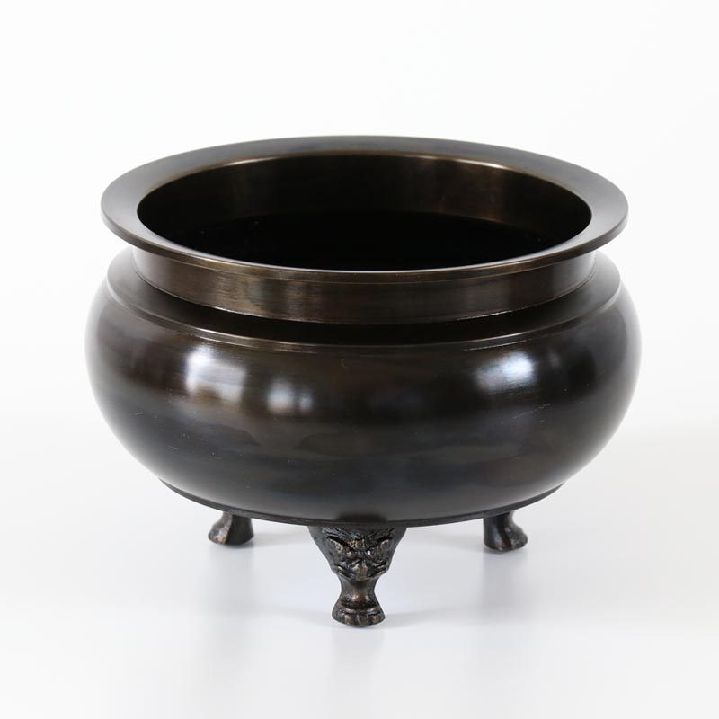 なーむくまちゃん工房 真鍮 机上香炉 黒光色 6.0寸 注 足は獅子型