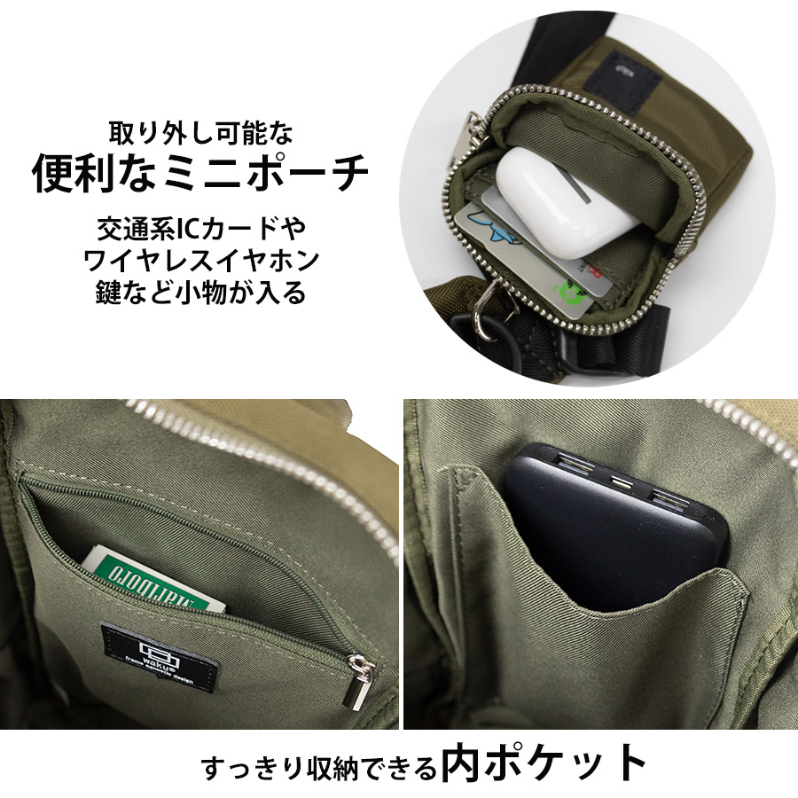 waku（ワク） ボディバッグ メンズ 斜めがけ ワンショルダー カードが