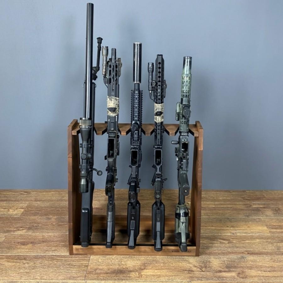 WOODWORKS ガンラック 5丁掛 ( 色：ブラウン ) 木製 日本製