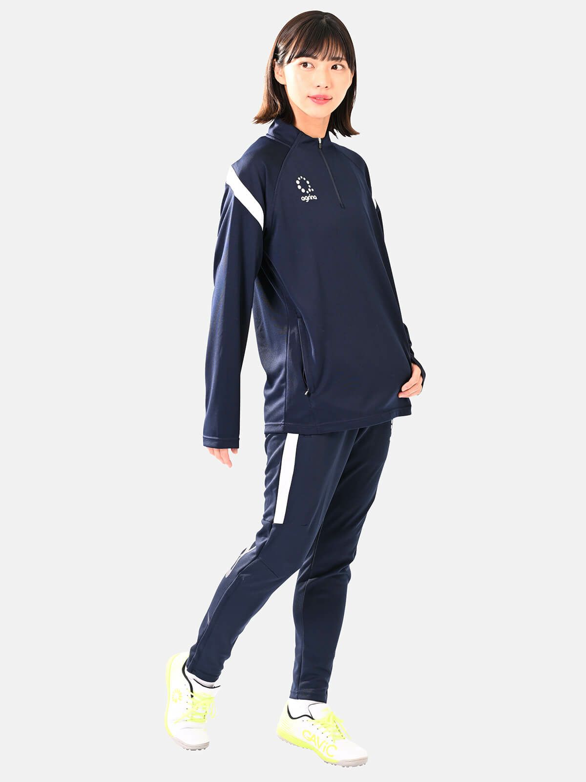 ディセノハーフジップトレーニングジャージトップ上下セット Navy