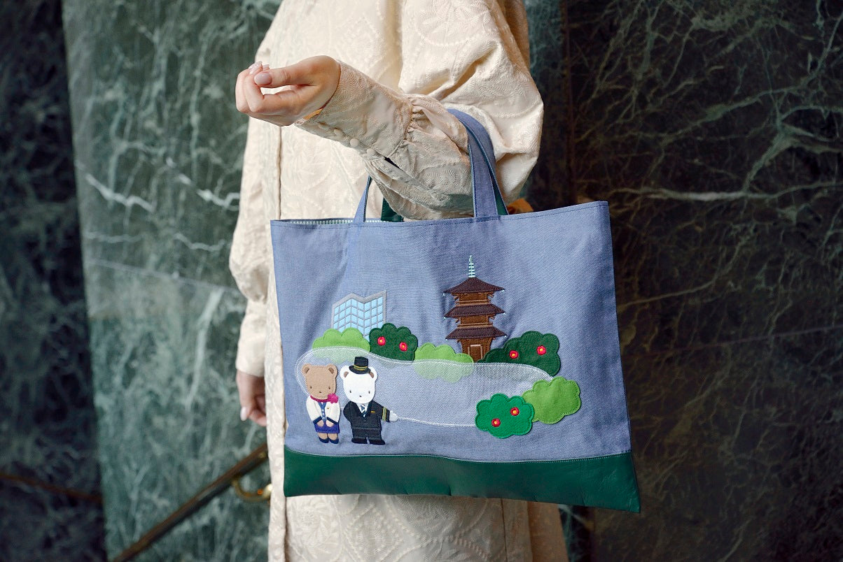 完売】familiar × ホテル椿山荘東京 オリジナルデザイン デニムバッグ