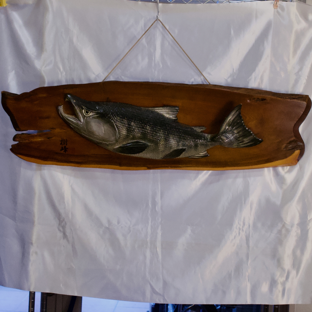 木彫り 鮭の壁掛け 樹峰作 鮭全長660mm - いずみ洋行のストアサイト 通販