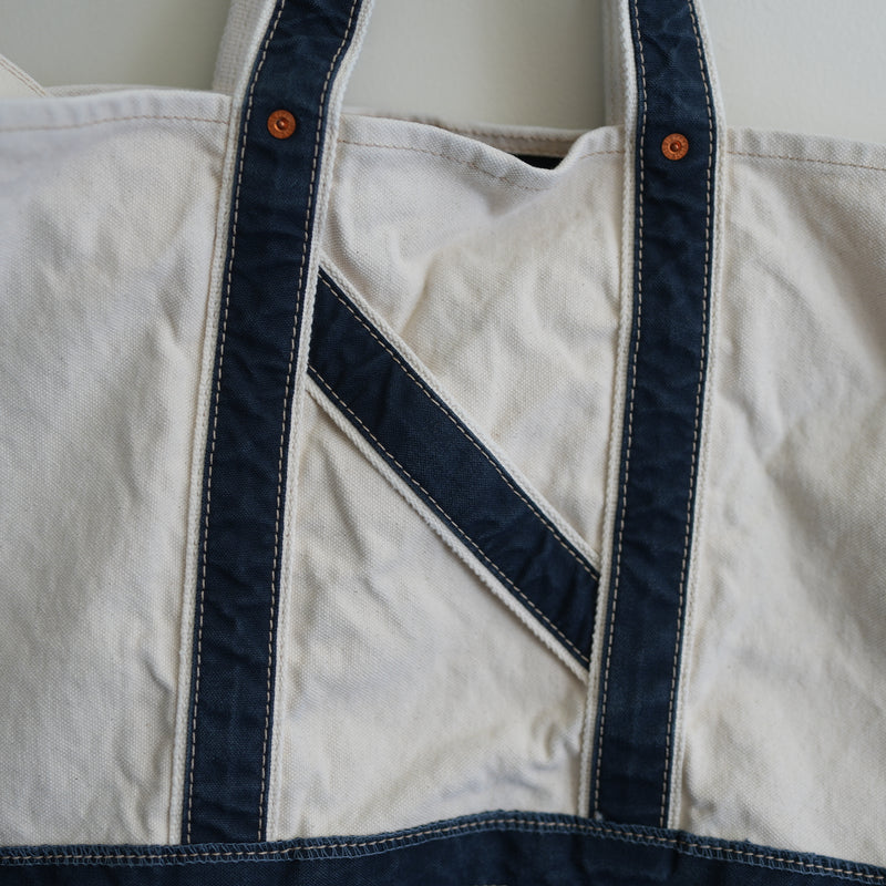 NICENESS AGED EFFECT CANVAS SHOULDER TOTE BAG 