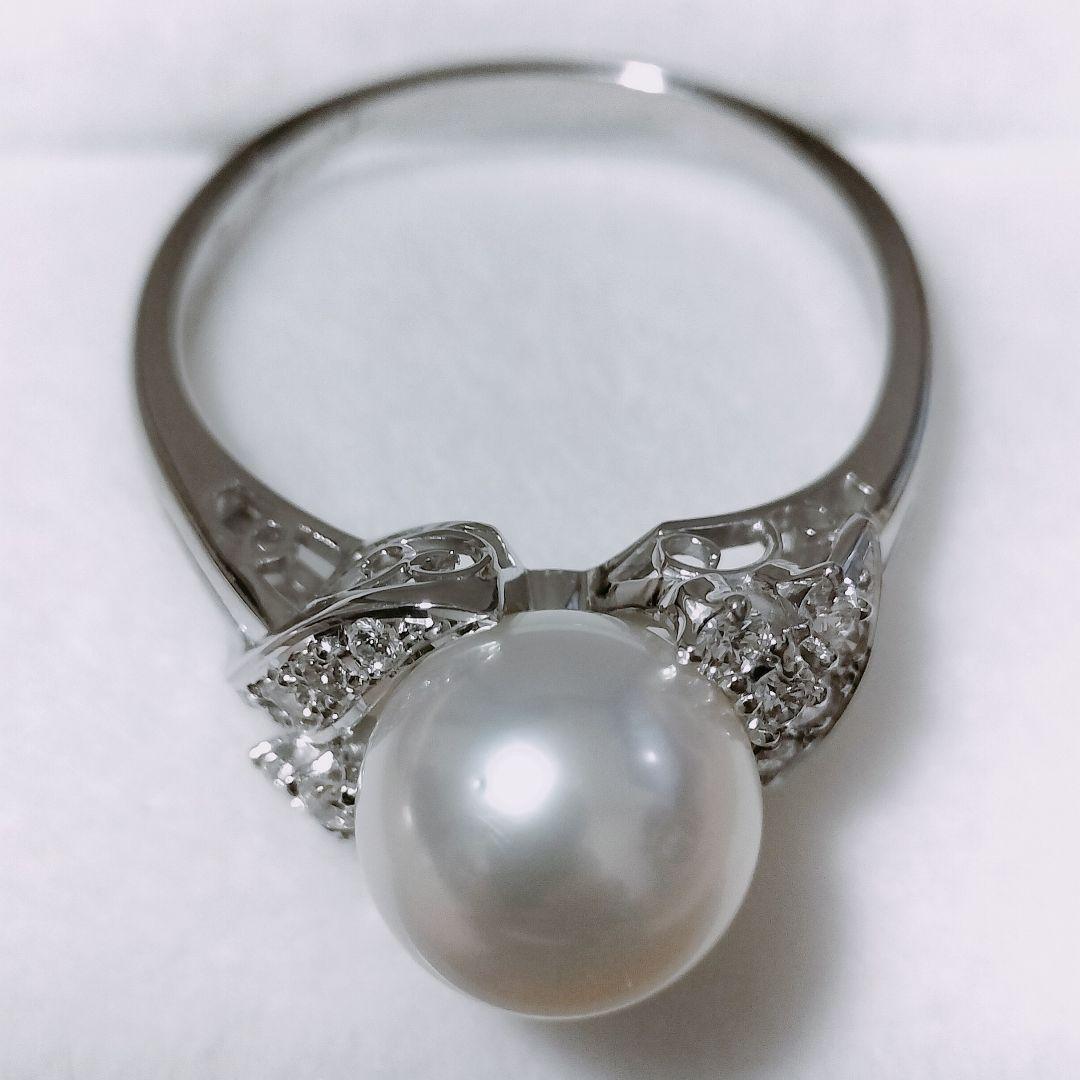 ミキモト ダイヤモンド×パール リング Pt950 9.2mm 6.0g