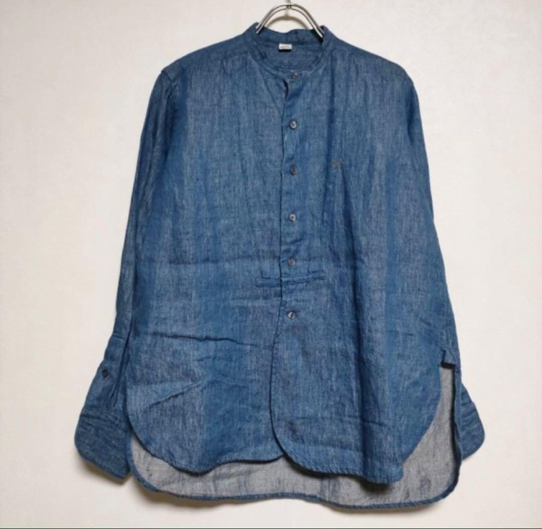 45R バンドカラー リネンシャツ 麻 サイズ1 PATY シャツ 七分袖 日本製 レディース バンドカラー しっかり 丈夫 綿