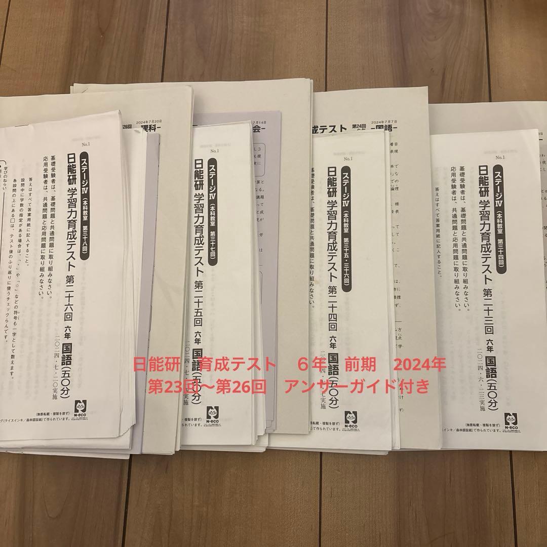 日能研 育成テスト 6年 前期 第23回〜26回 アンサーガイド付き - メルカリ