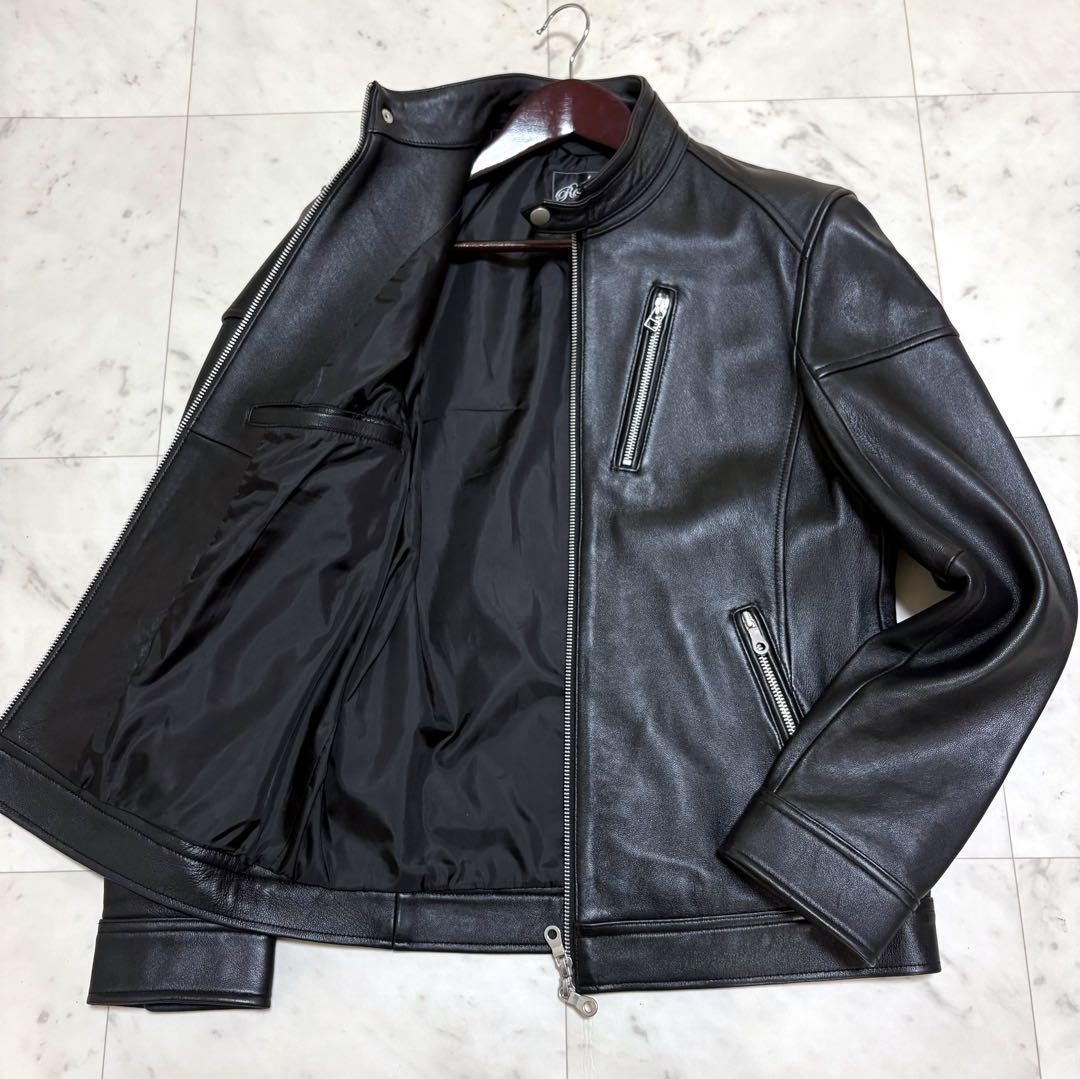 美品 名作 ラトルトラップ ライダースジャケット シングル 羊革 ブラックM