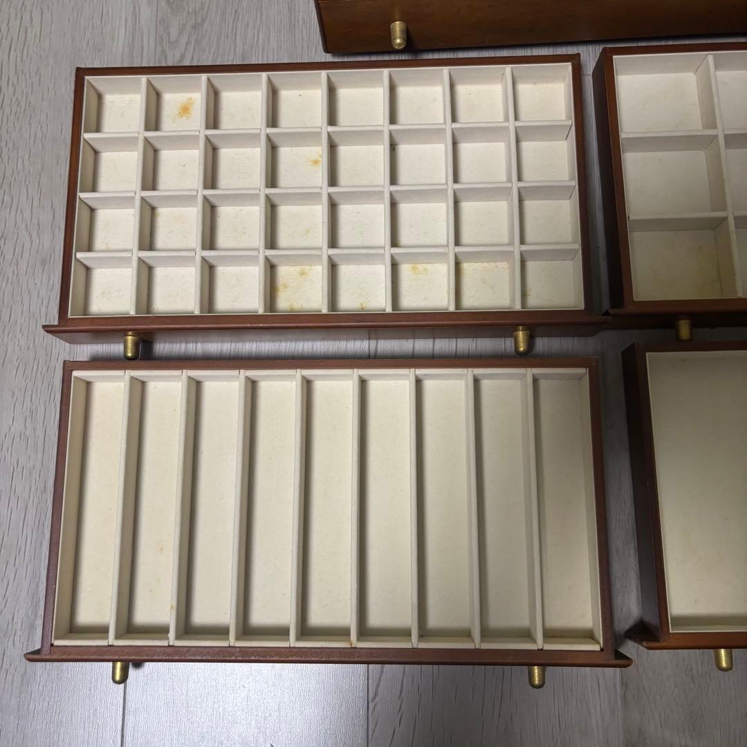 三面鏡付き 木製ジュエリーボックス 6段引き出し アクセサリーボックス