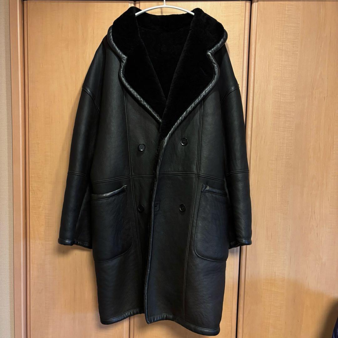 ニコルクラブ リアルムートン ブラックレザーコート ビンテージ 80s 90s