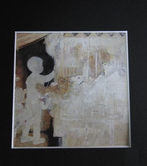 前田力、【夜店】、希少な額装用画集より、状態良好、新品額装付