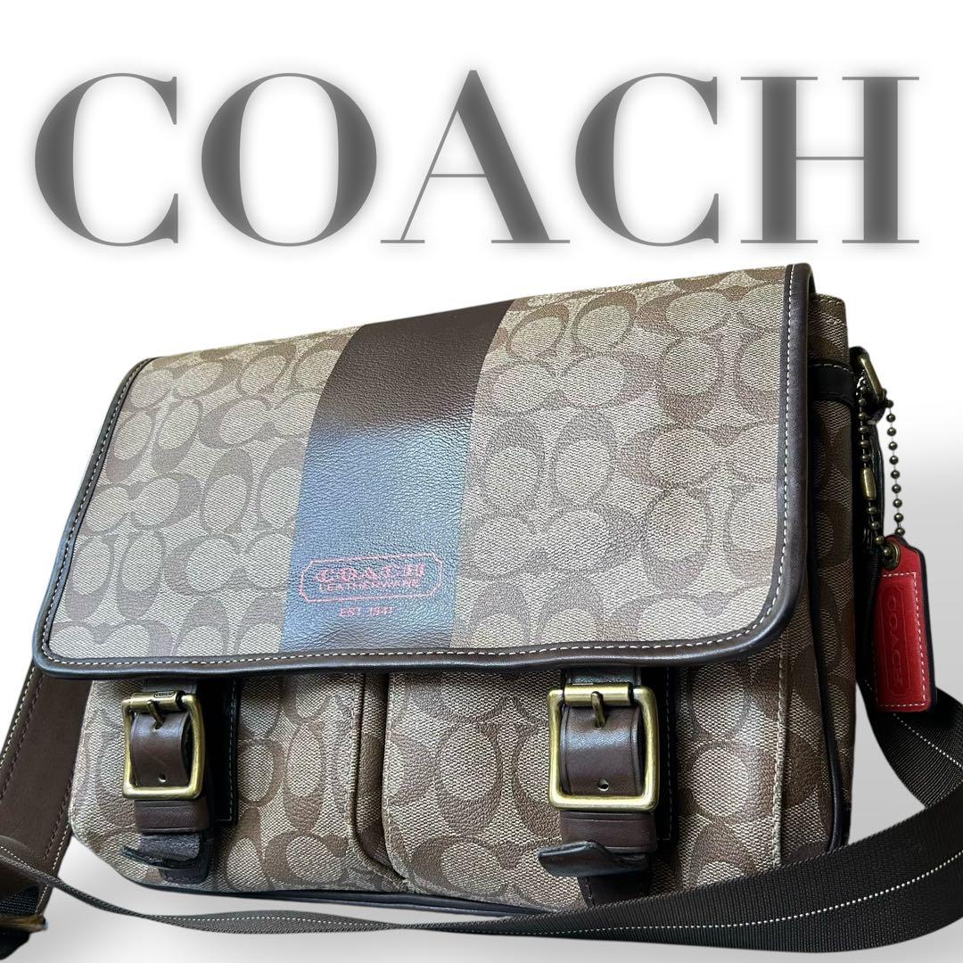 極美品✨ コーチ ショルダーバッグ メッセンジャーバッグ シグネチャー PVC