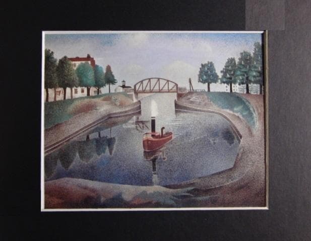 岡鹿之助、【掘割】、希少な大判額装用画集より、美品、日本人画家