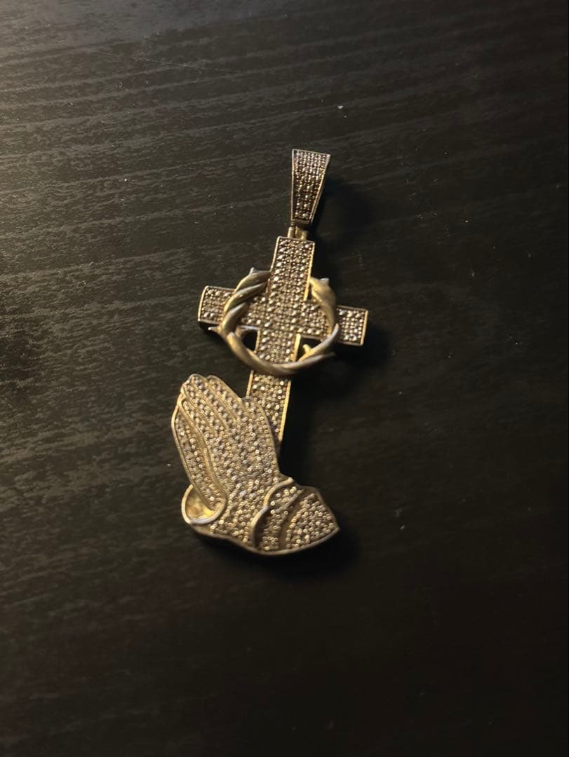【訳アリ】10kメッキ　シルバー925ダイヤモンドペンダント　キリスト