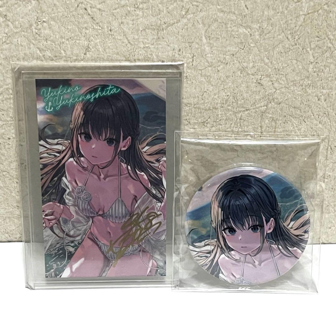 C106 ぽんかん⑧ 雪ノ下雪乃 ホログラムチェキ風カード 直筆サイン 缶バッジ