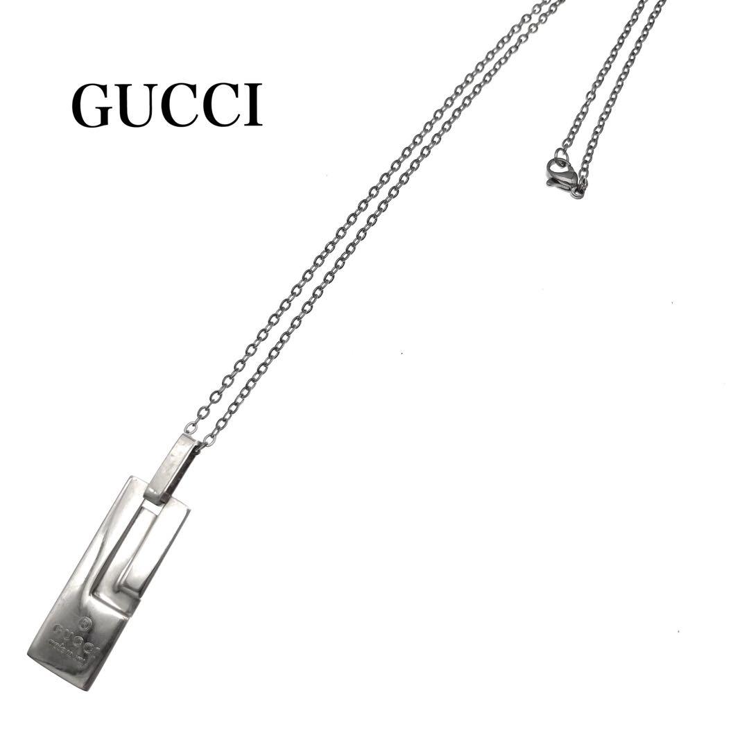 美品　GUCCI　グッチ　ネックレス　Gプレート　シルバー925　アクセサリー