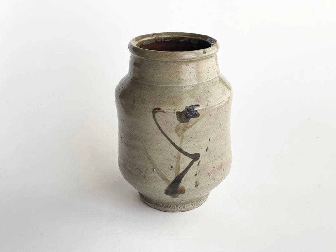 陶芸家　濱田庄司　浜田庄司　？　鉄絵　トウキビ文　花入　花瓶　箱なし　益子　民芸 Yahoo!オークション -「濱田庄司 花瓶」の落札相場・落札価格